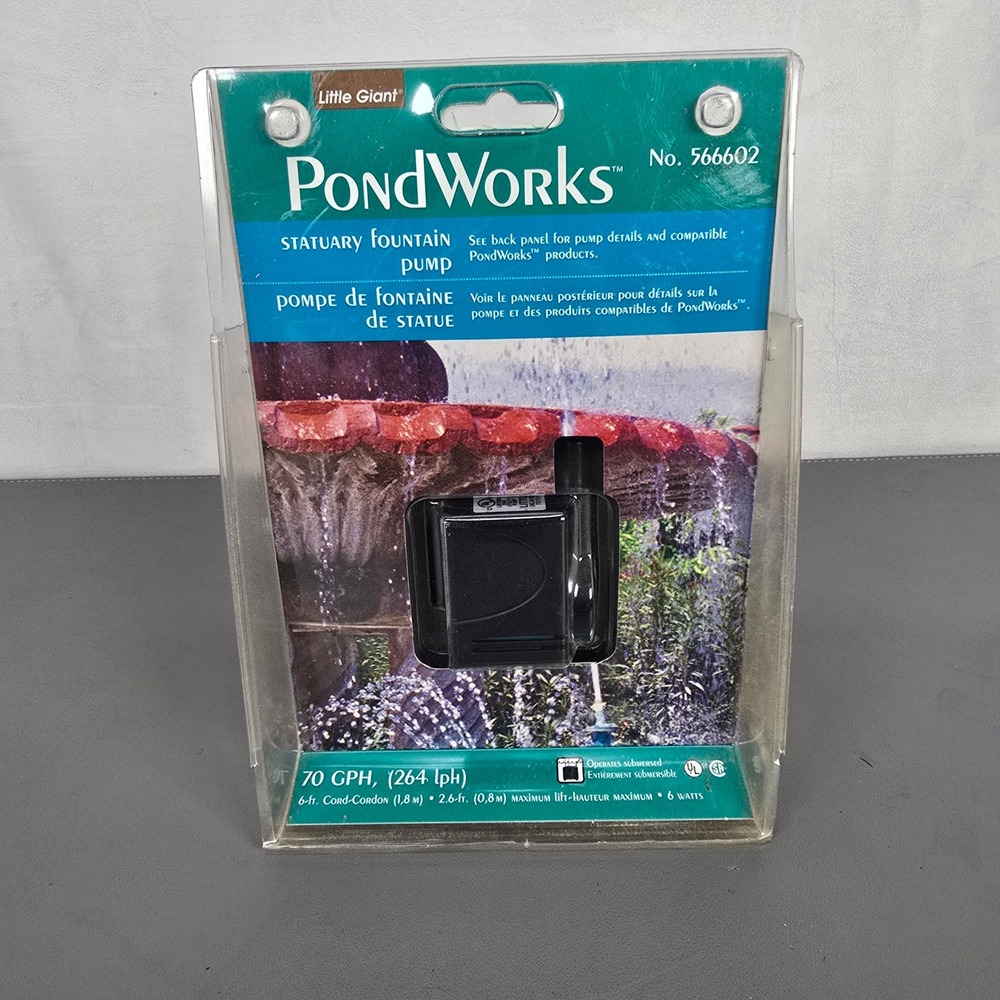 Little Giant PondWorks 566602 Statuary Fountain Pump 70 GPH Submersible 6W 120V